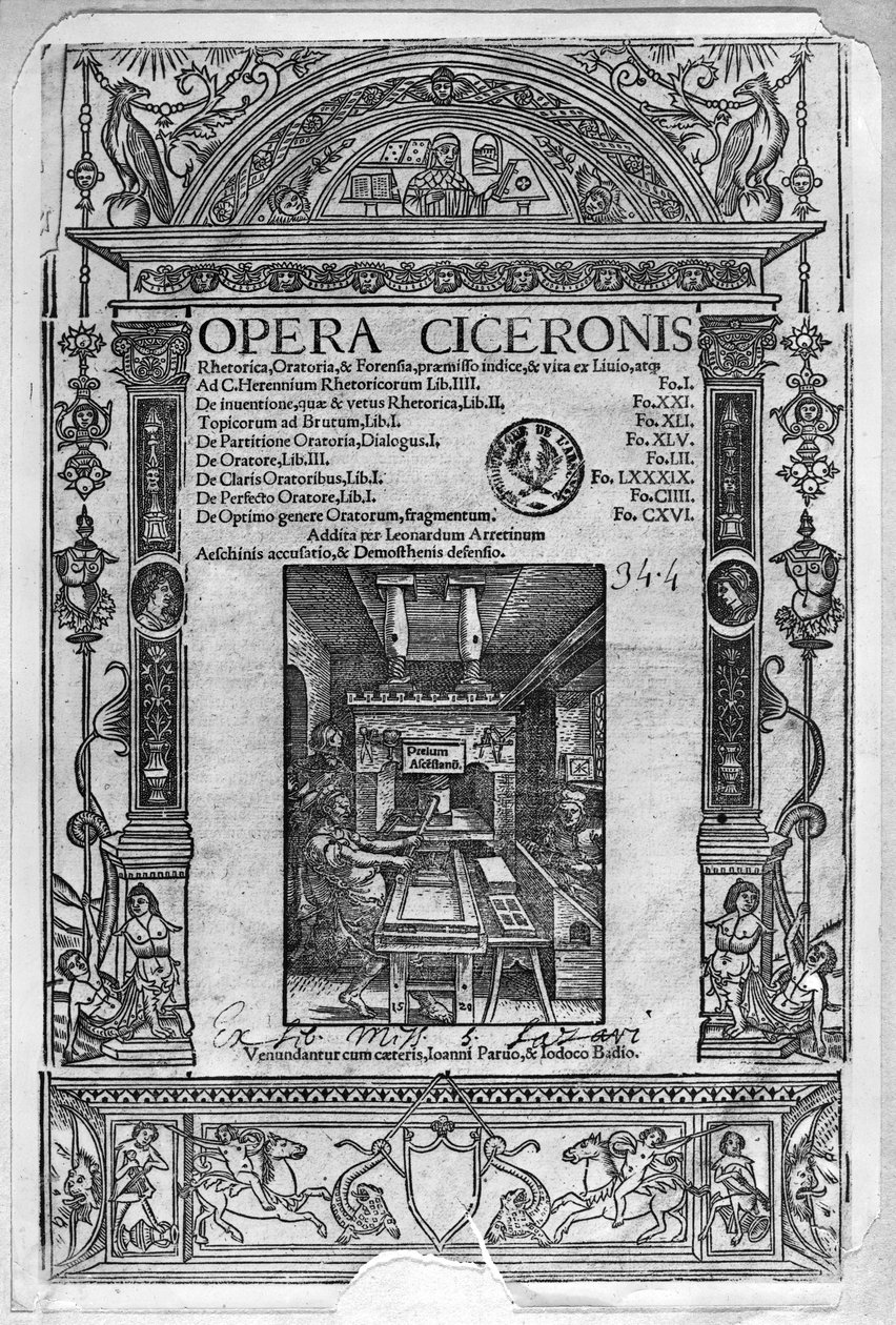 Titelseite von Opera Ciceronis, veröffentlicht 1520 von French School