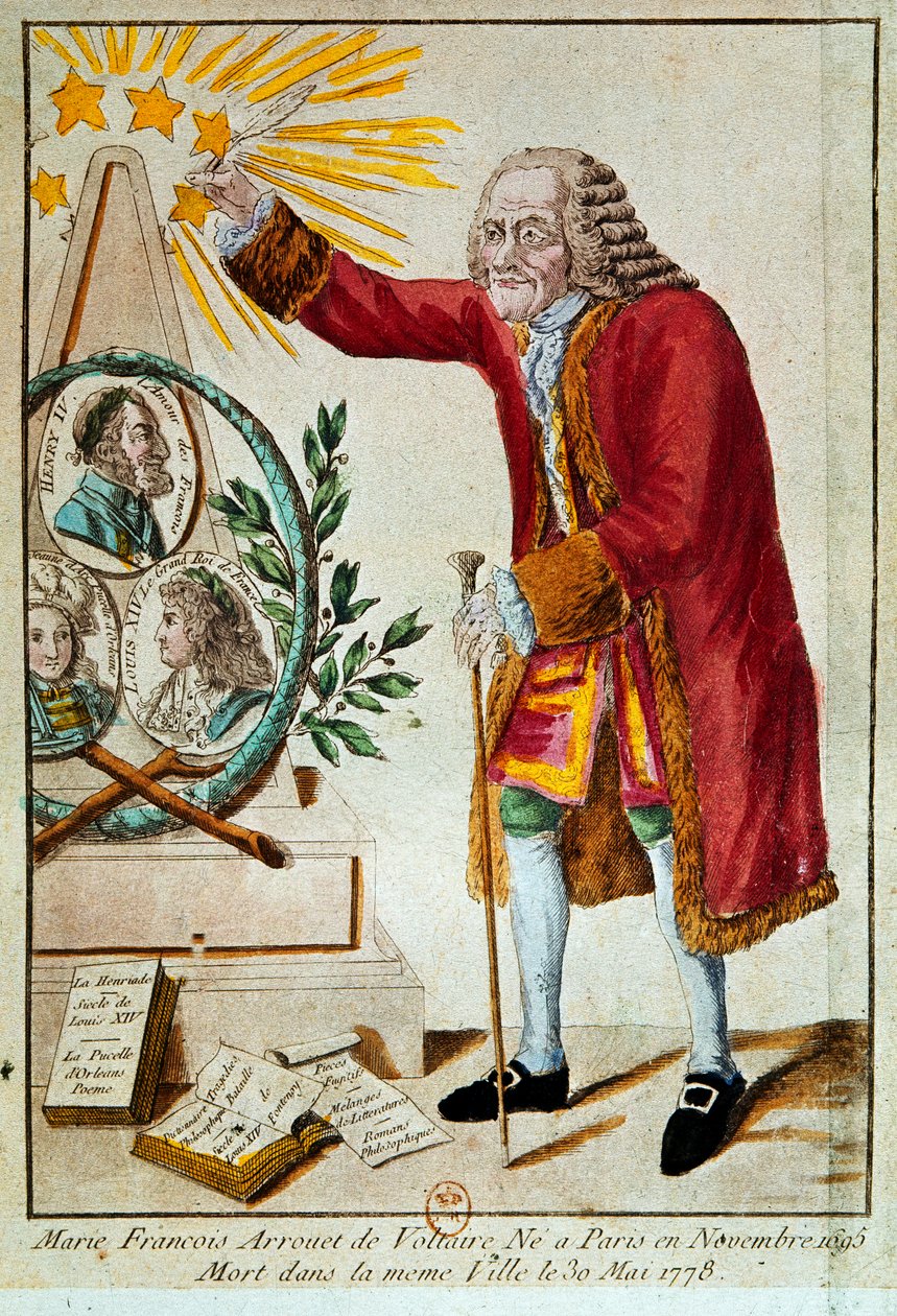 Voltaire (handkolorierte Radierung) von French School