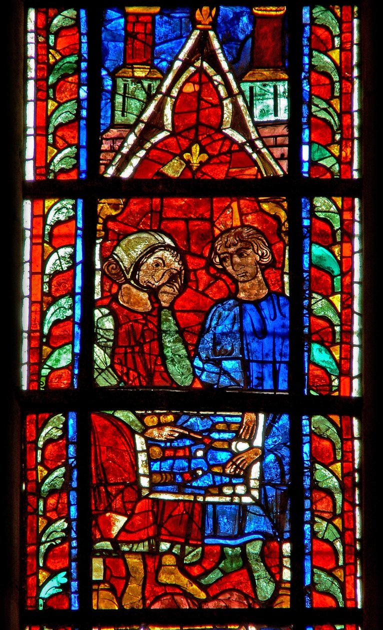 Fenster w210 mit Tric-Trac-Spielern von French School