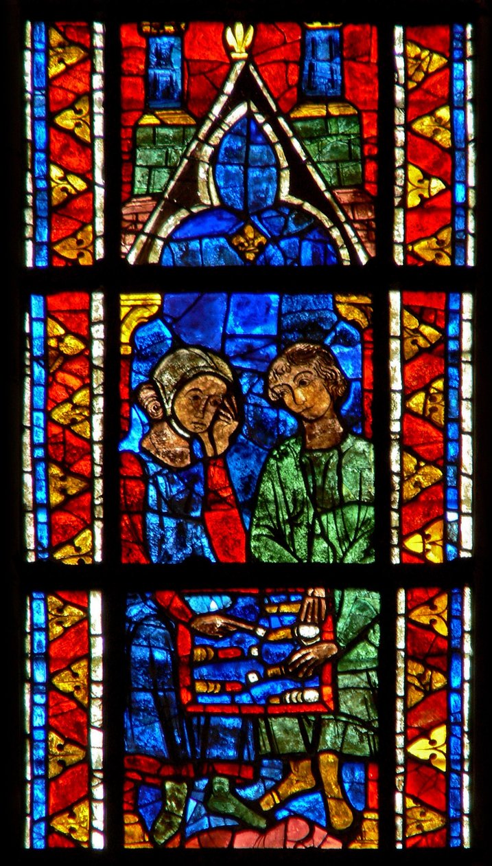 Fenster w210 mit Tric-Trac-Spielern von French School