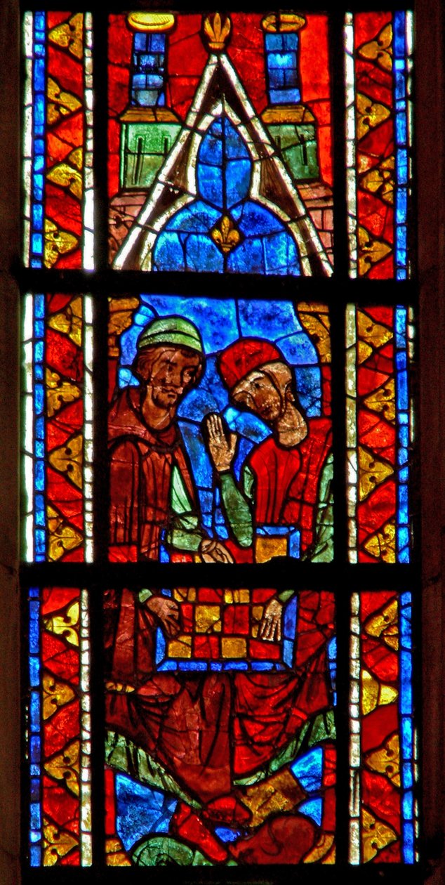 Fenster w210 mit Dame-Spielern von French School