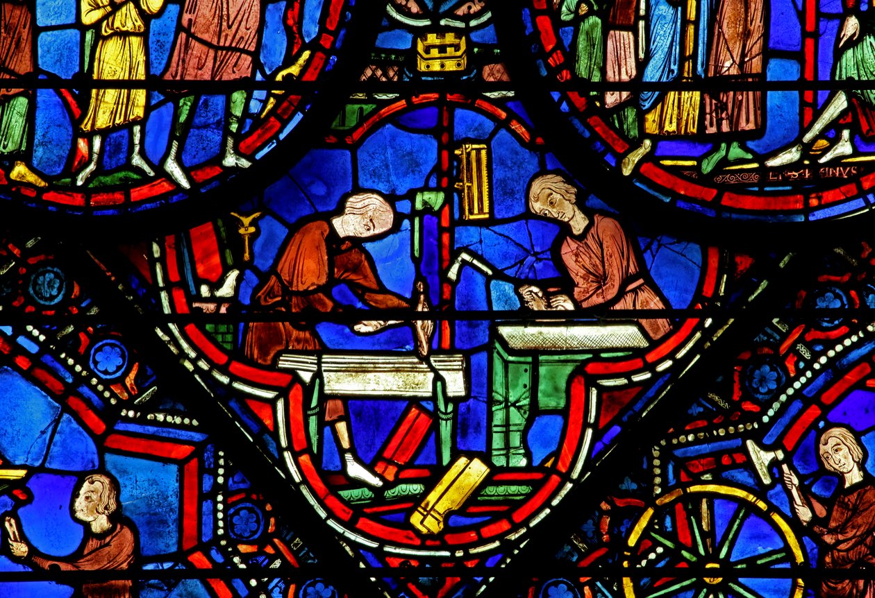 Fenster w21 mit Stiftern - Zimmerleute von French School