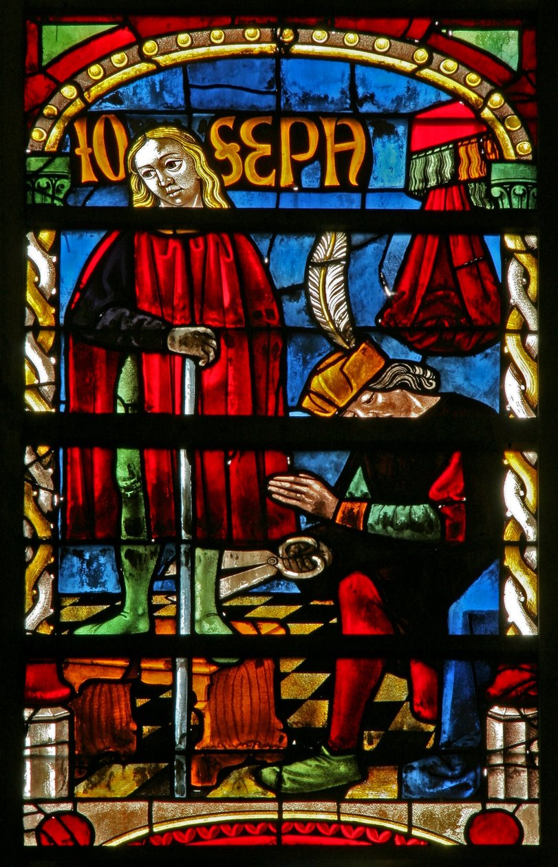 Fenster w234 zeigt Josef verwaltet Potiphars Haus von French School