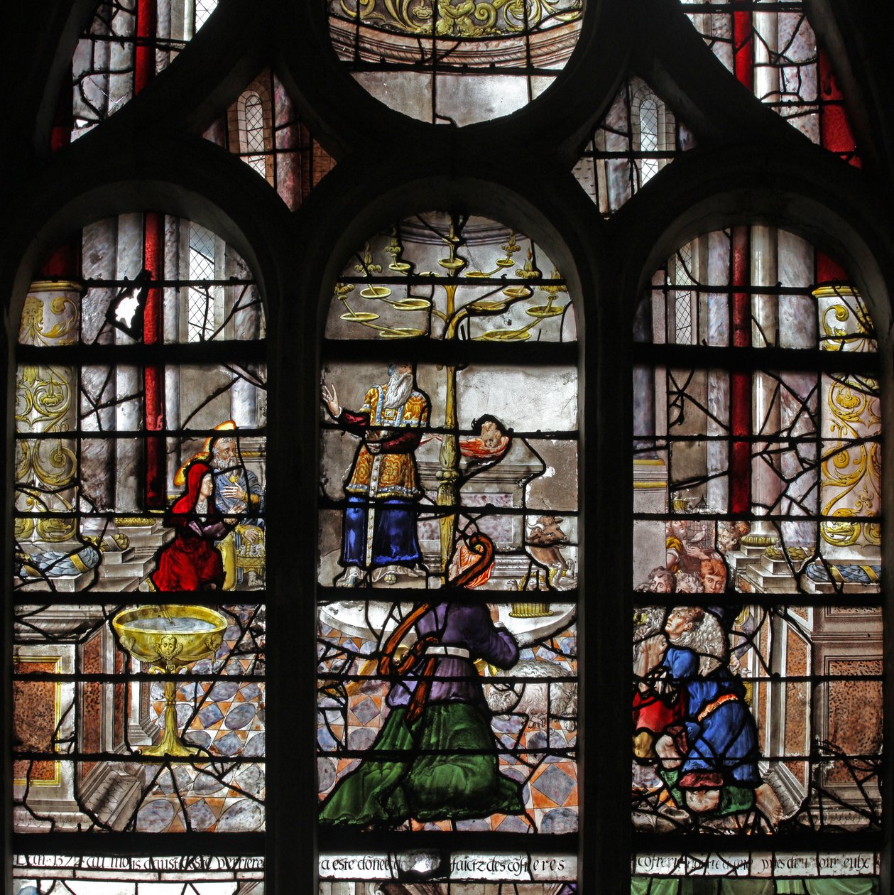 Fenster w26 zeigt das Opfer von Anna und Joachim von French School