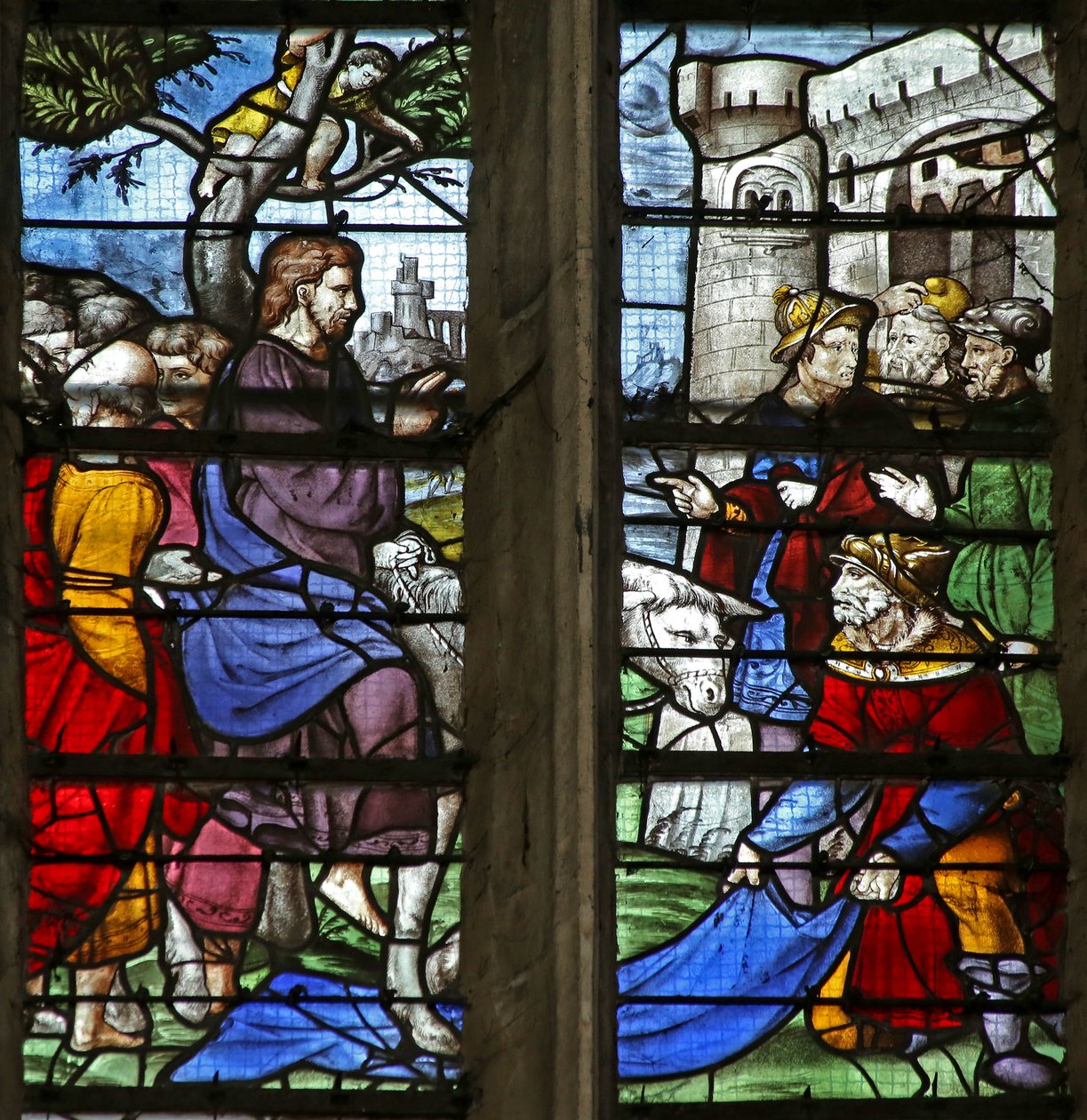 Fenster w5 mit Darstellung des Einzugs in Jerusalem von French School