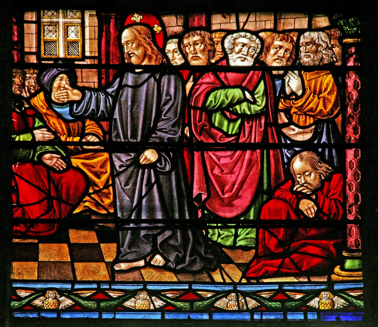 Fenster w6, Darstellung von Christus predigend von French School