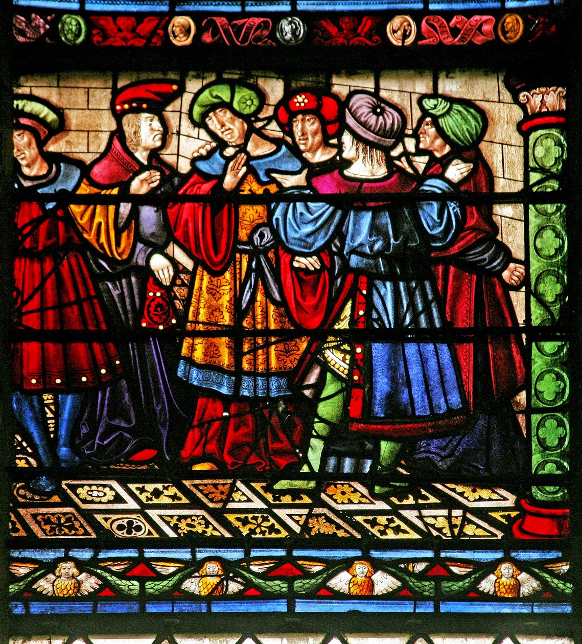 Fenster w6, Darstellung der Pharisäer in der Synagoge von French School