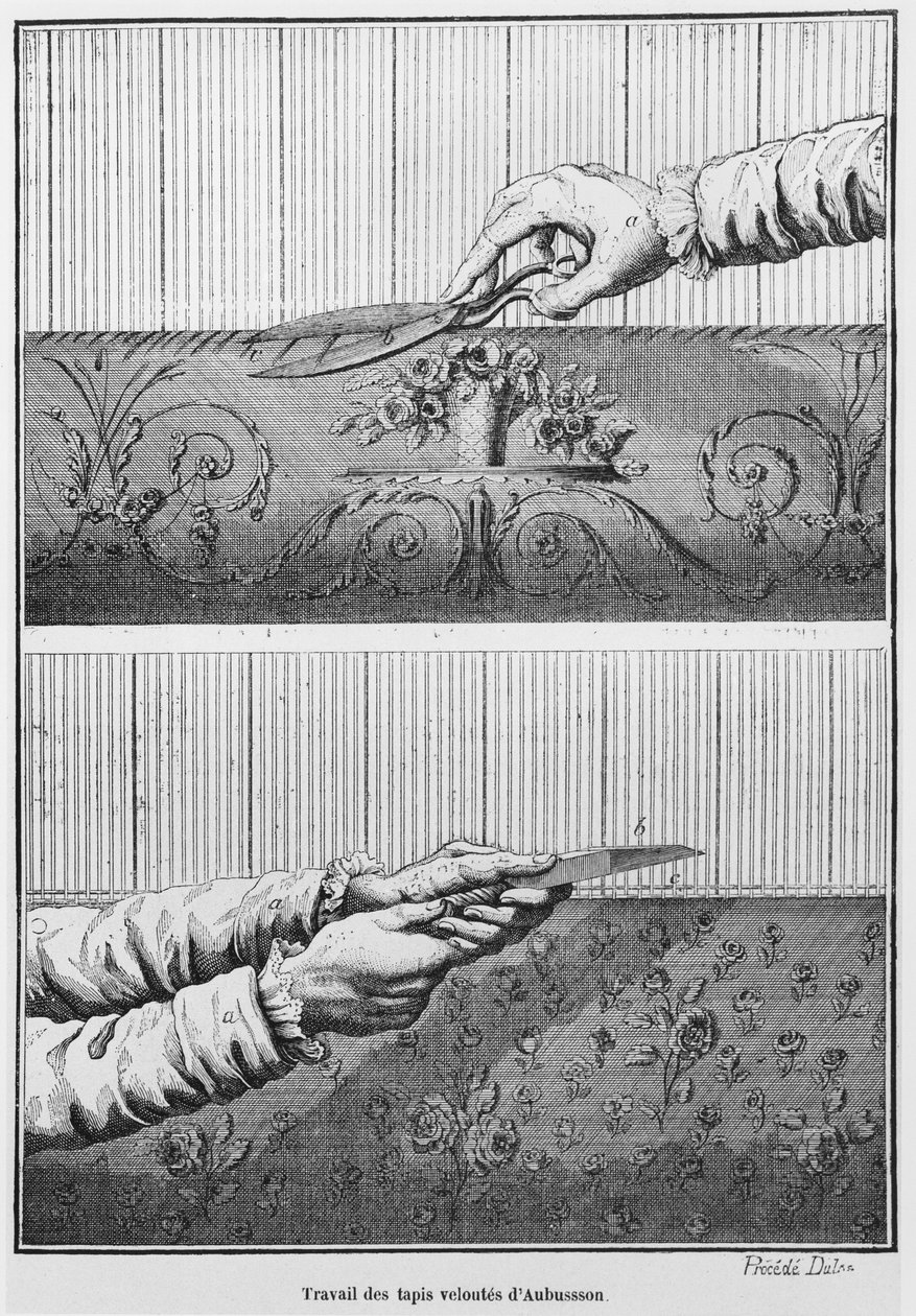 Arbeiten an Samt-Aubusson-Teppichen von French School