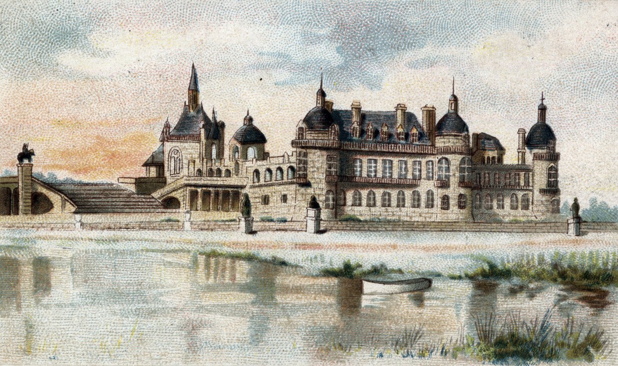 Ansicht des Schlosses von Chantilly (Oise) von French School
