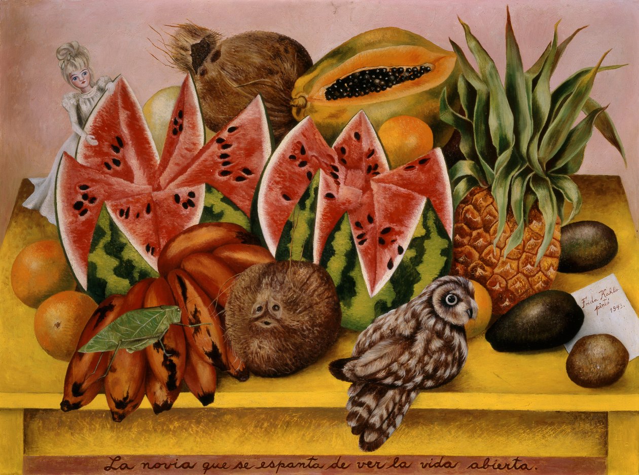 Die Braut erschrocken beim Anblick des geöffneten Lebens von Frida Kahlo