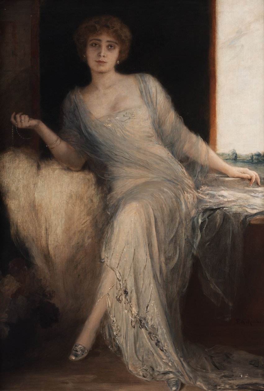 Porträt einer sitzenden Dame von Friedrich August von Kaulbach
