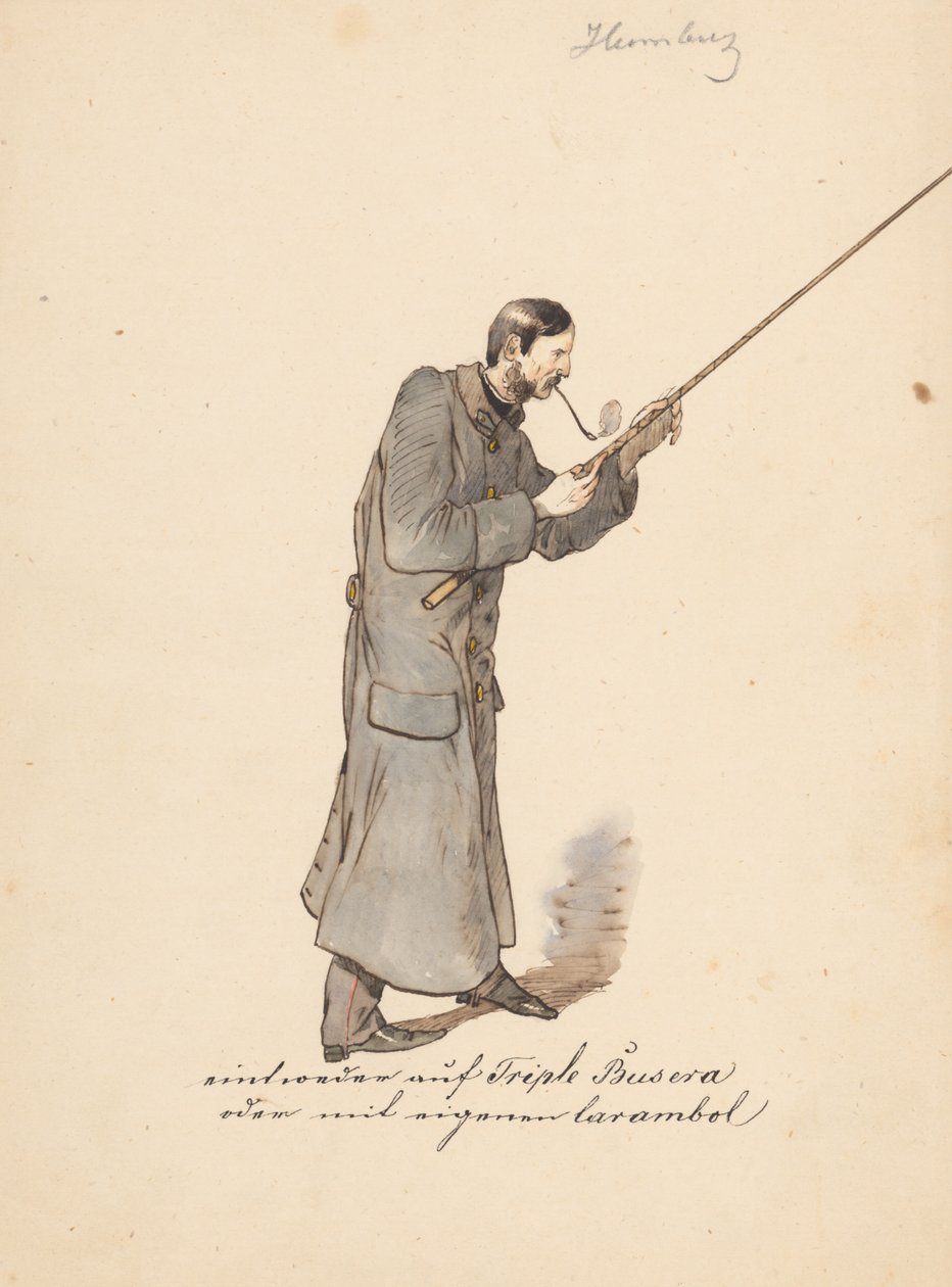 Mann in einem langen Militärmantel mit Stock von Friedrich Carl von Scheidlin