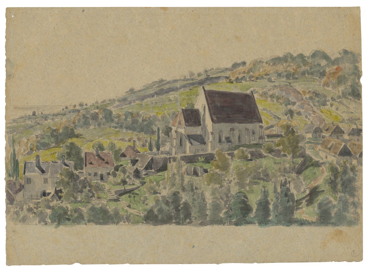 Ansicht der gotischen Kirche in Jur bei Bratislava von Friedrich Carl von Scheidlin