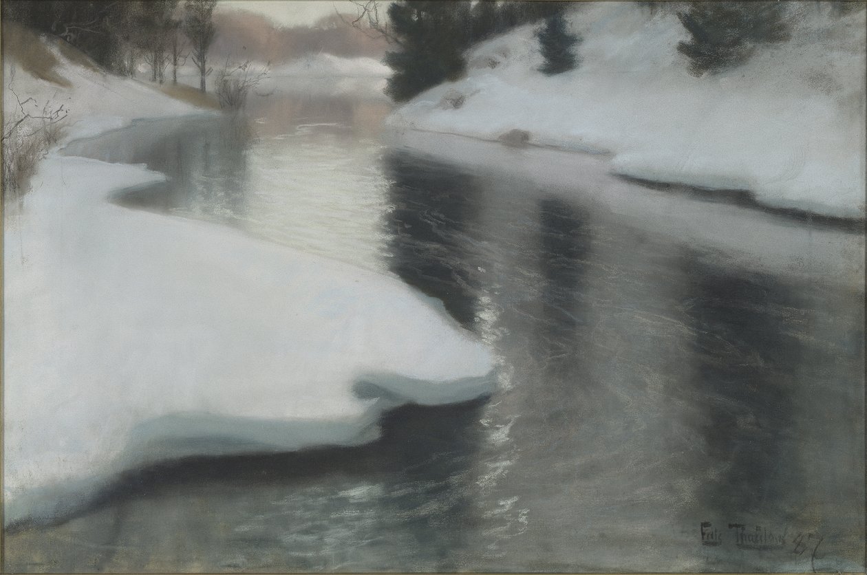 Frühlingstauwetter, 1887 von Frits Thaulow