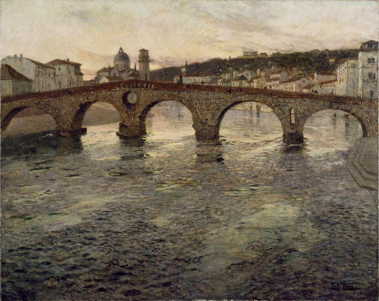 Der Fluss Etsch in Verona, 1899 von Frits Thaulow