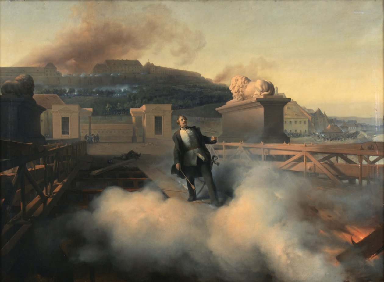 Oberst Alnock auf der Budapester Kettenbrücke von Fritz L