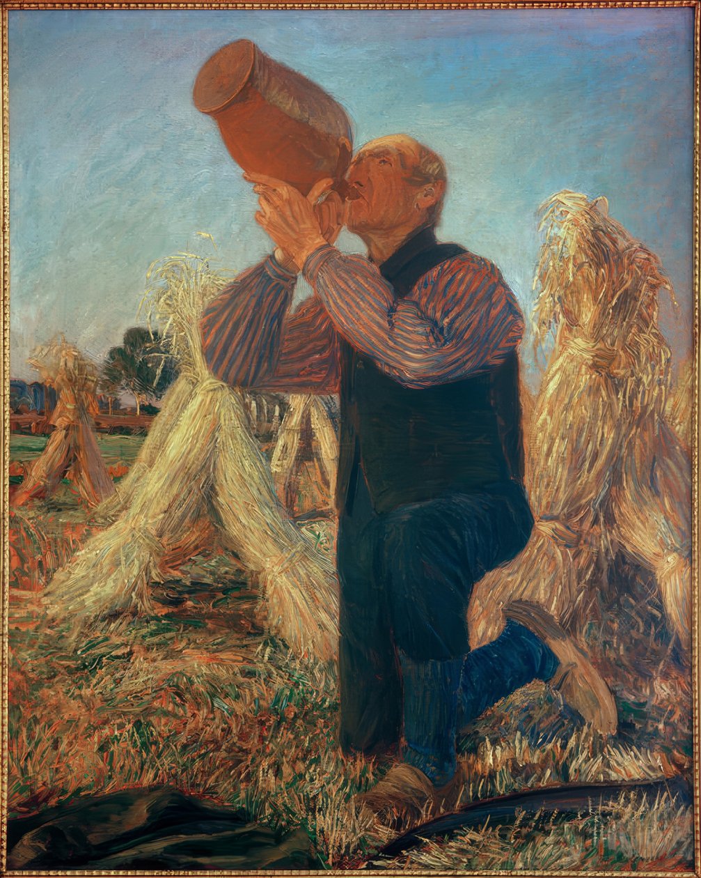Bauer beim Trinken von Fritz Mackensen