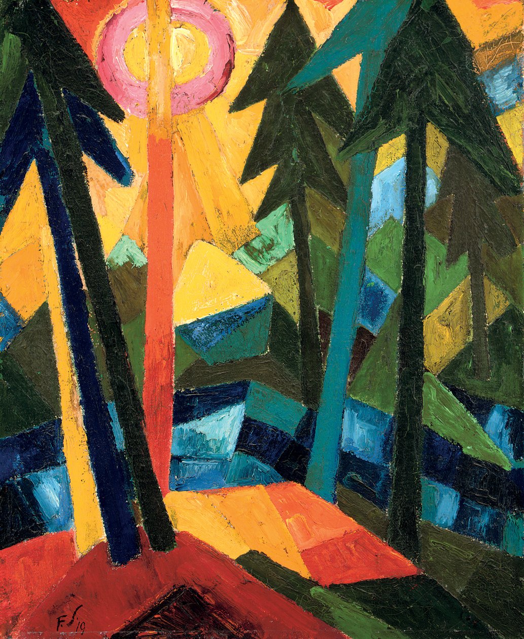Wald (mit Sonne) von Fritz Schaefler