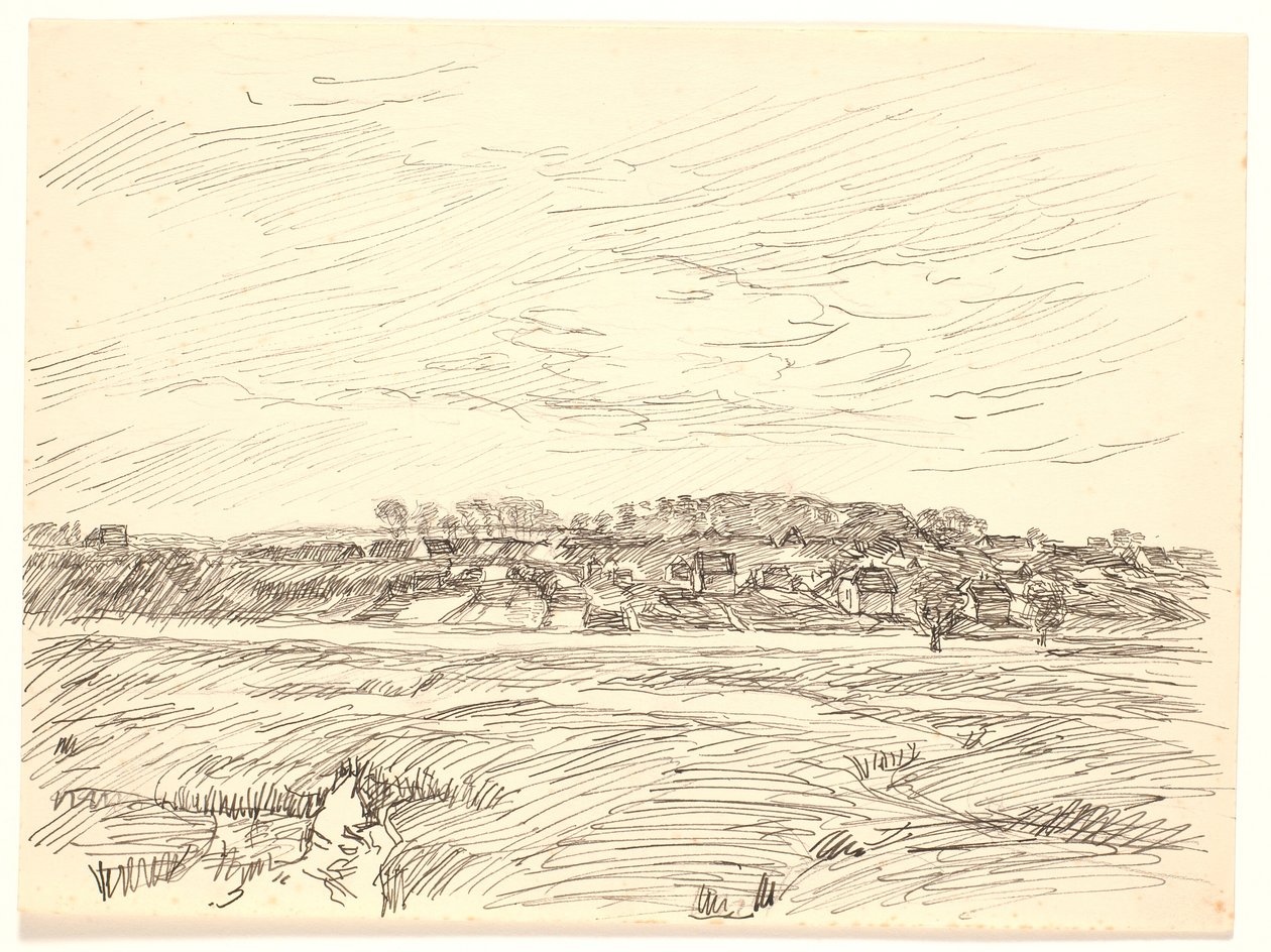 Landschaft mit Dorf von Fritz Syberg
