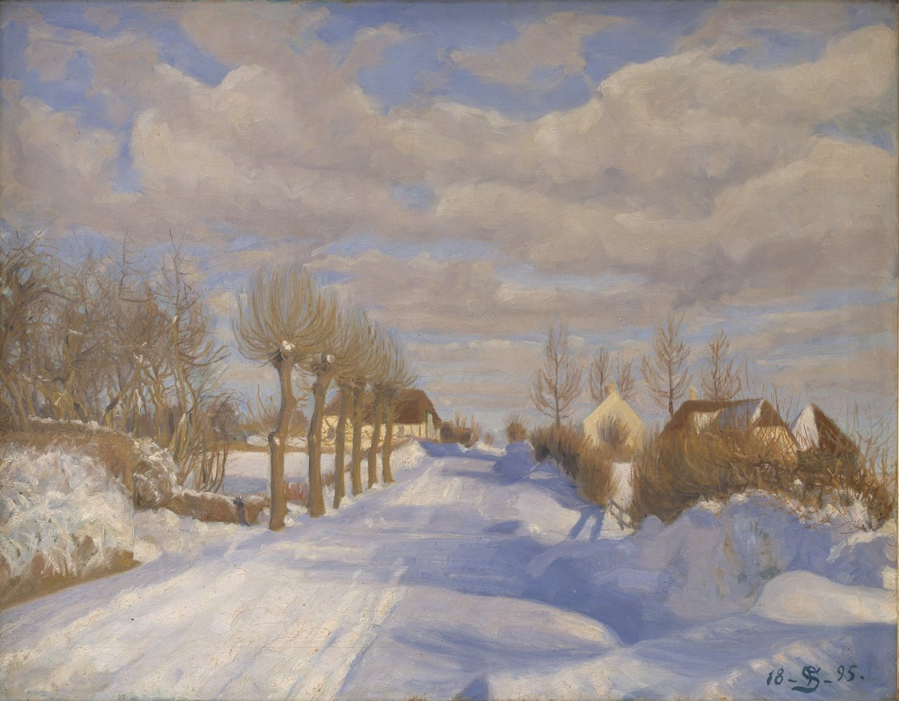 Schneebedeckte Landstraße im Sonnenschein von Fritz Syberg