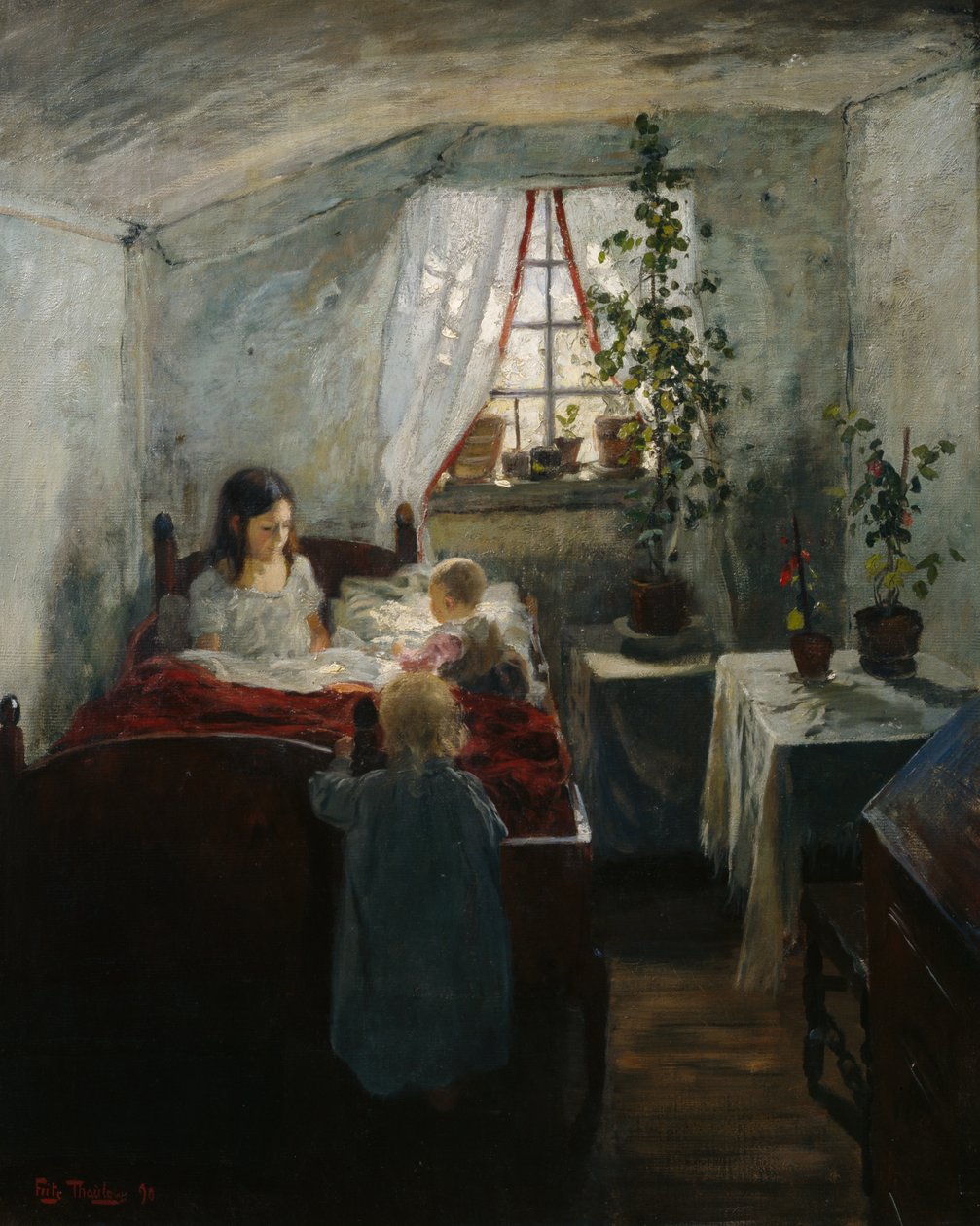 Innenraum mit Kindern von Fritz Thaulow