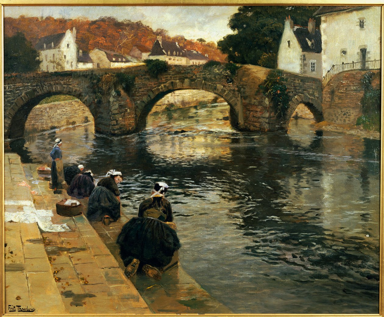 Wäscherinnen am Morgen in Quimperlé von Frits Thaulow
