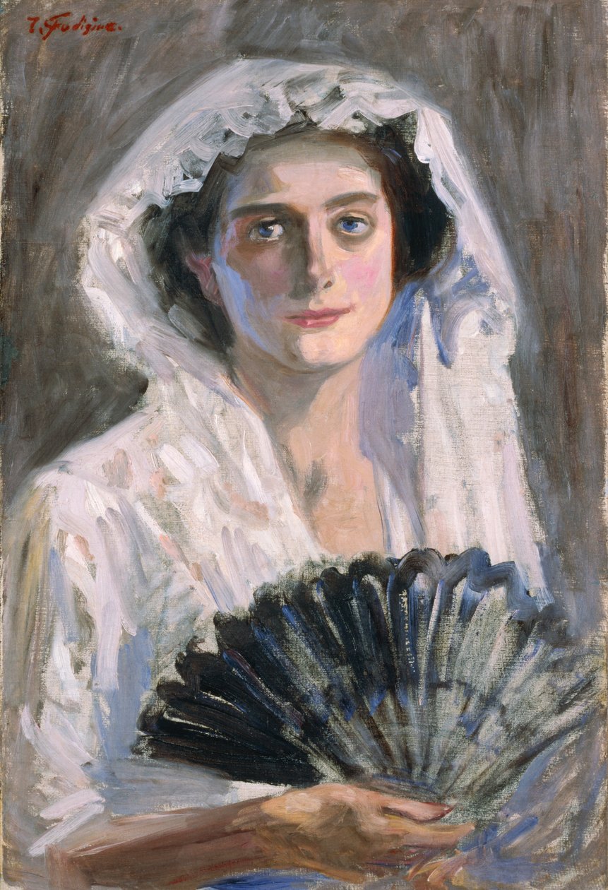 Schwarzer Fächer von Fujishima Takeji