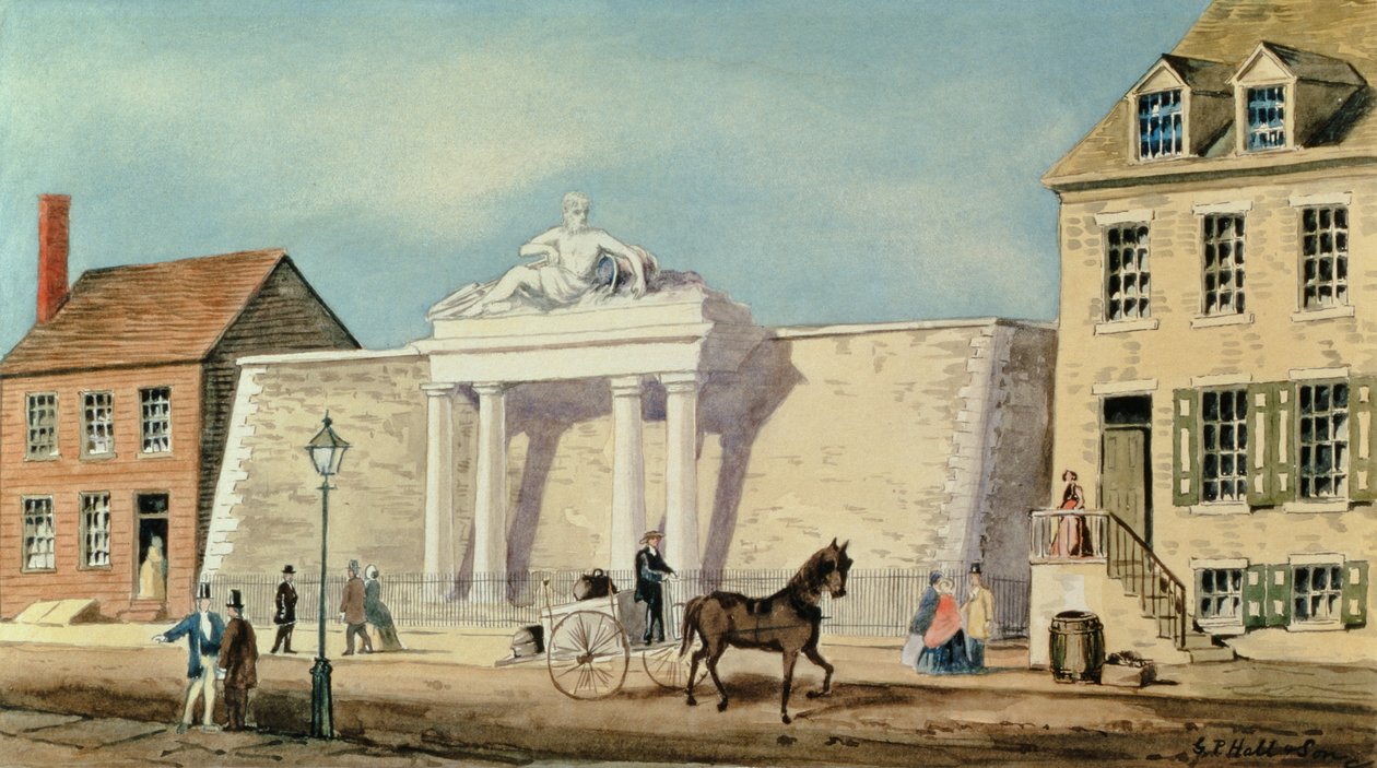 Das Reservoir der Manhattan Company, 1825 von G.P. Hall und Sohn