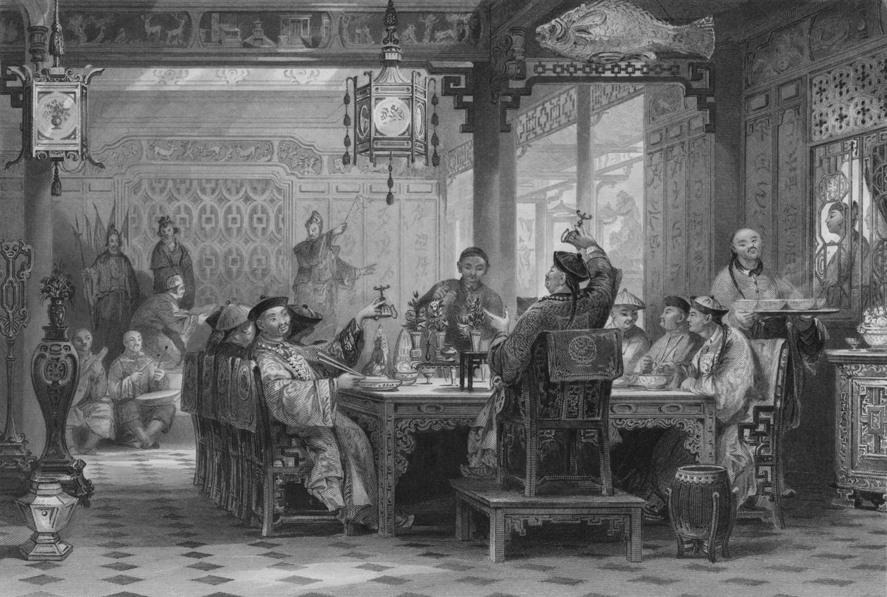 Dinnerparty im Haus eines Mandarins, 1843 von G. Paterson