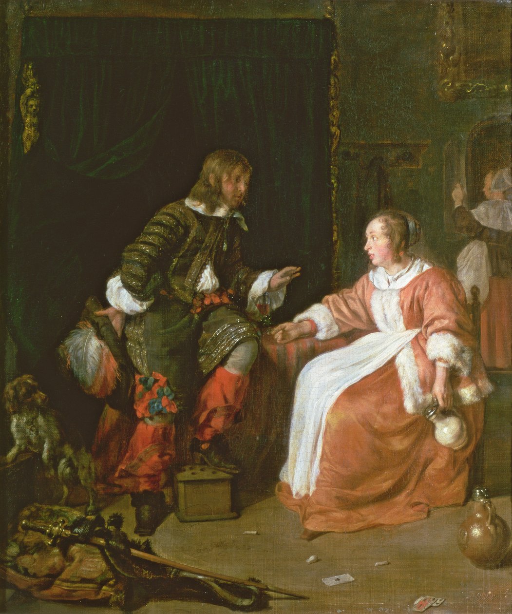 Eine Magd und ein Offizier, ca. 1660-70 von Gabriel Metsu
