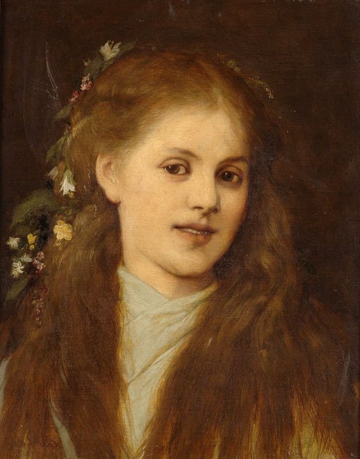 Mädchen mit blumengeschmücktem Haar von Gabriel von Max