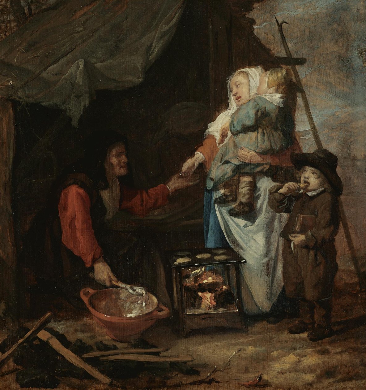 Eine alte Frau verkauft Pfannkuchen von Gabriel Metsu