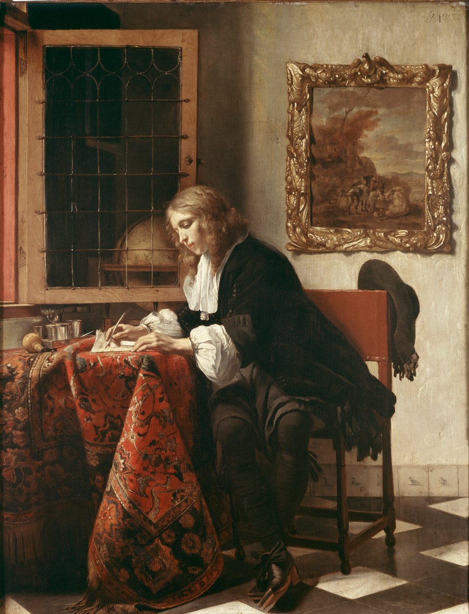 Mann, der einen Brief schreibt von Gabriel Metsu