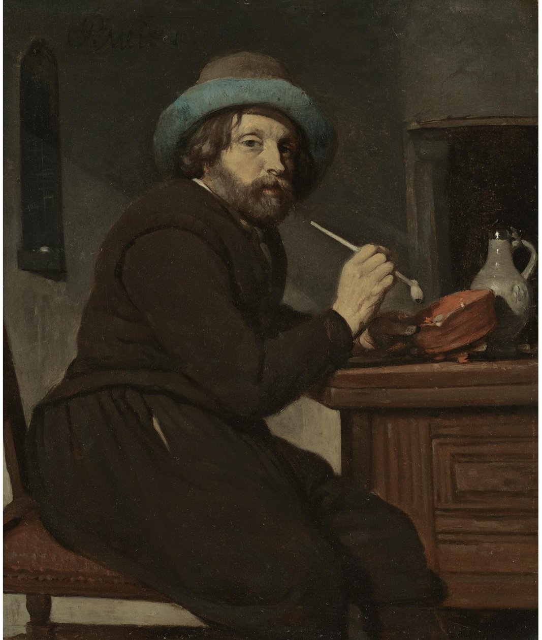Raucher an einem Tisch sitzend von Gabriel Metsu