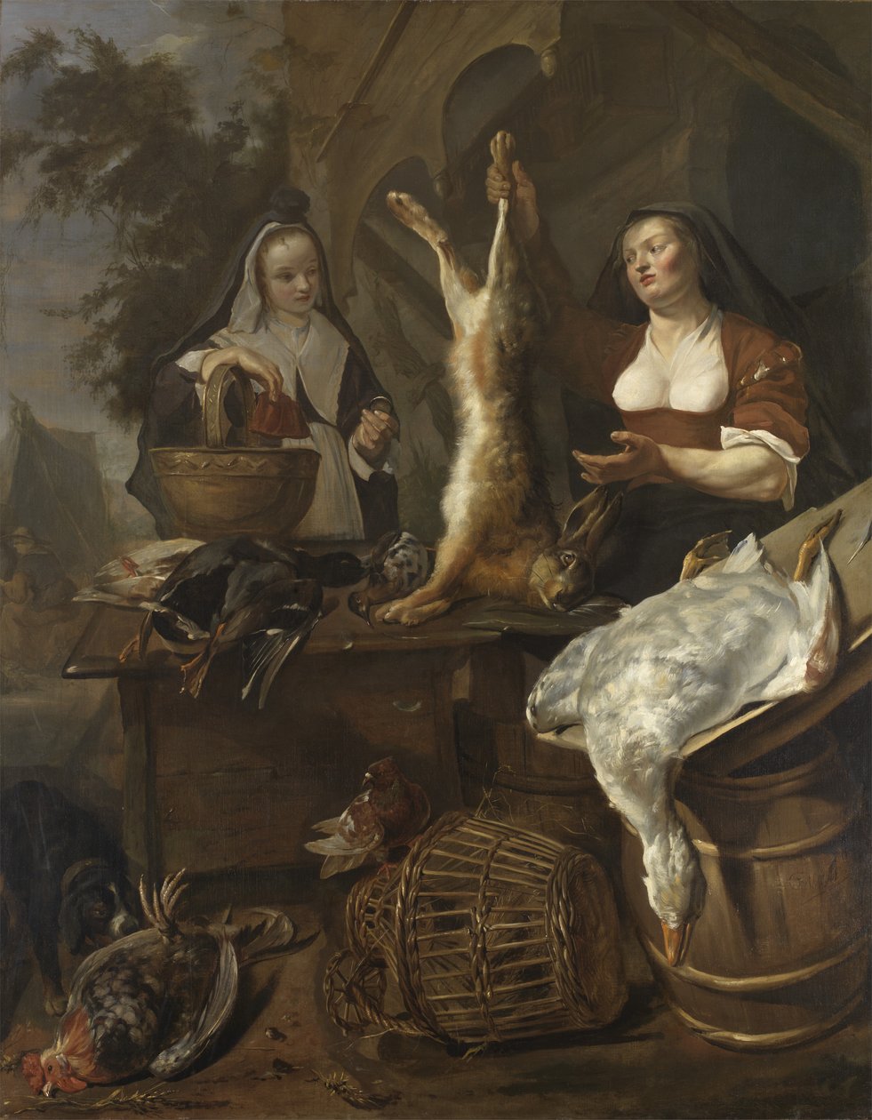 Frau verkauft Wild auf einem Stand von Gabriel Metsu