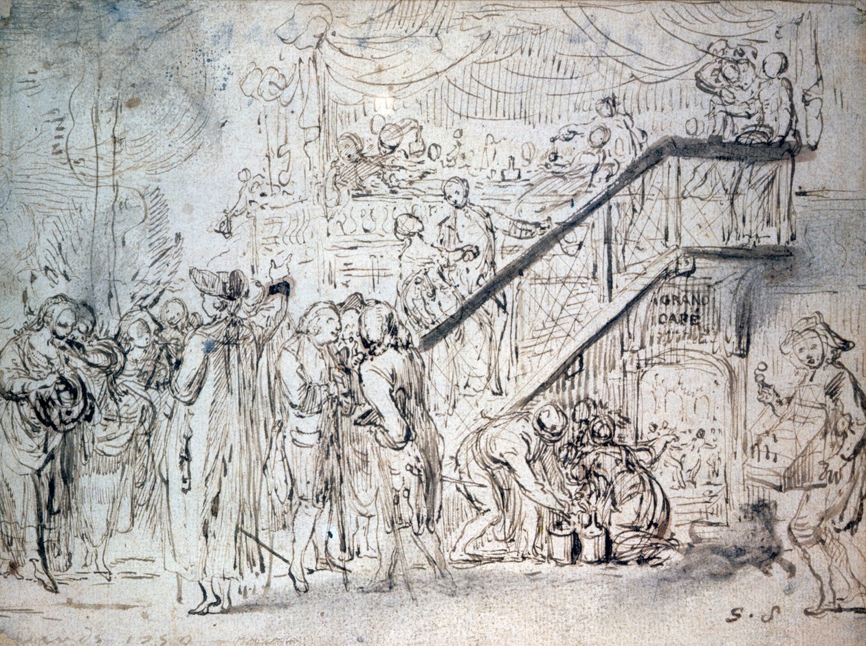 Le Grand Café 1759 von Gabriel de Saint Aubin
