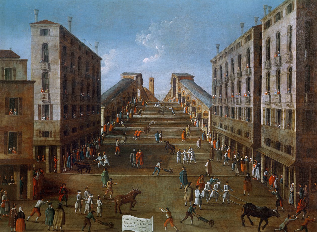 Stierkampf an der Rialto-Brücke von Gabriele Bella