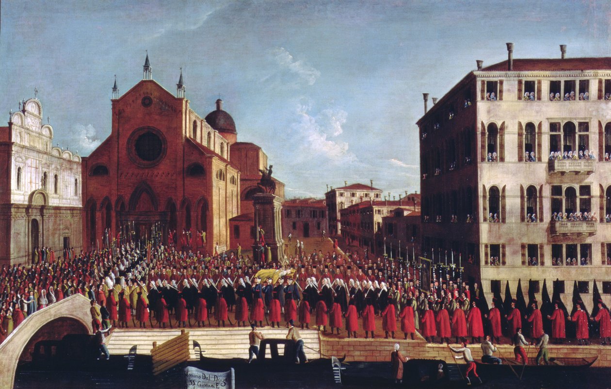 Das Begräbnis des Dogen in SS. Giovanni und Paolo, Venedig von Gabriele Bella