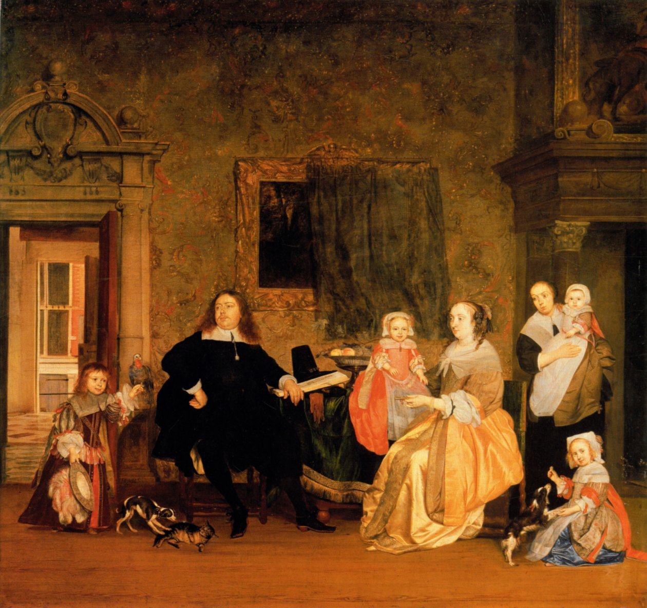 Porträt von Jan Jacobsz Hinlopen und seiner Familie von Gabriel Metsu