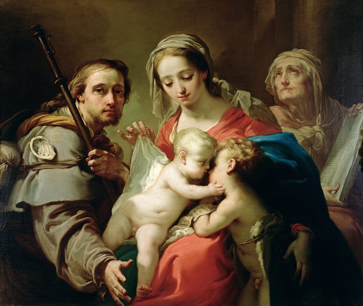 Madonna und Kind mit den Heiligen Johannes, Anna und Rocco, ca. 1785 von Gaetano Gandolfi