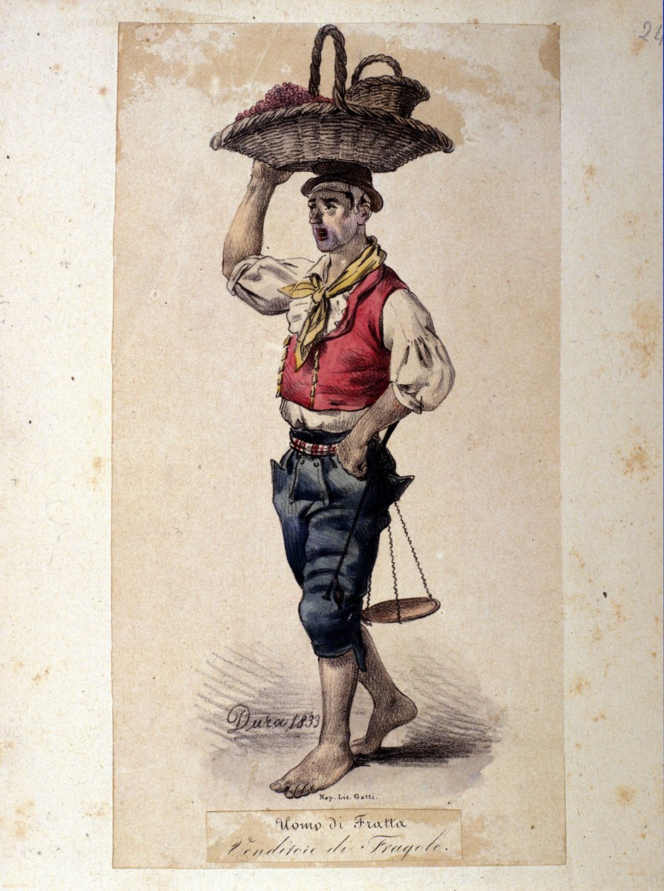 Erdbeerverkäufer, neapolitanische Kostüme von G. Dura von Gaetano Dura