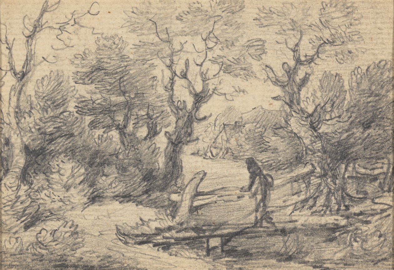 Landschaft mit Figur auf einer Fußgängerbrücke von Gainsborough Dupont