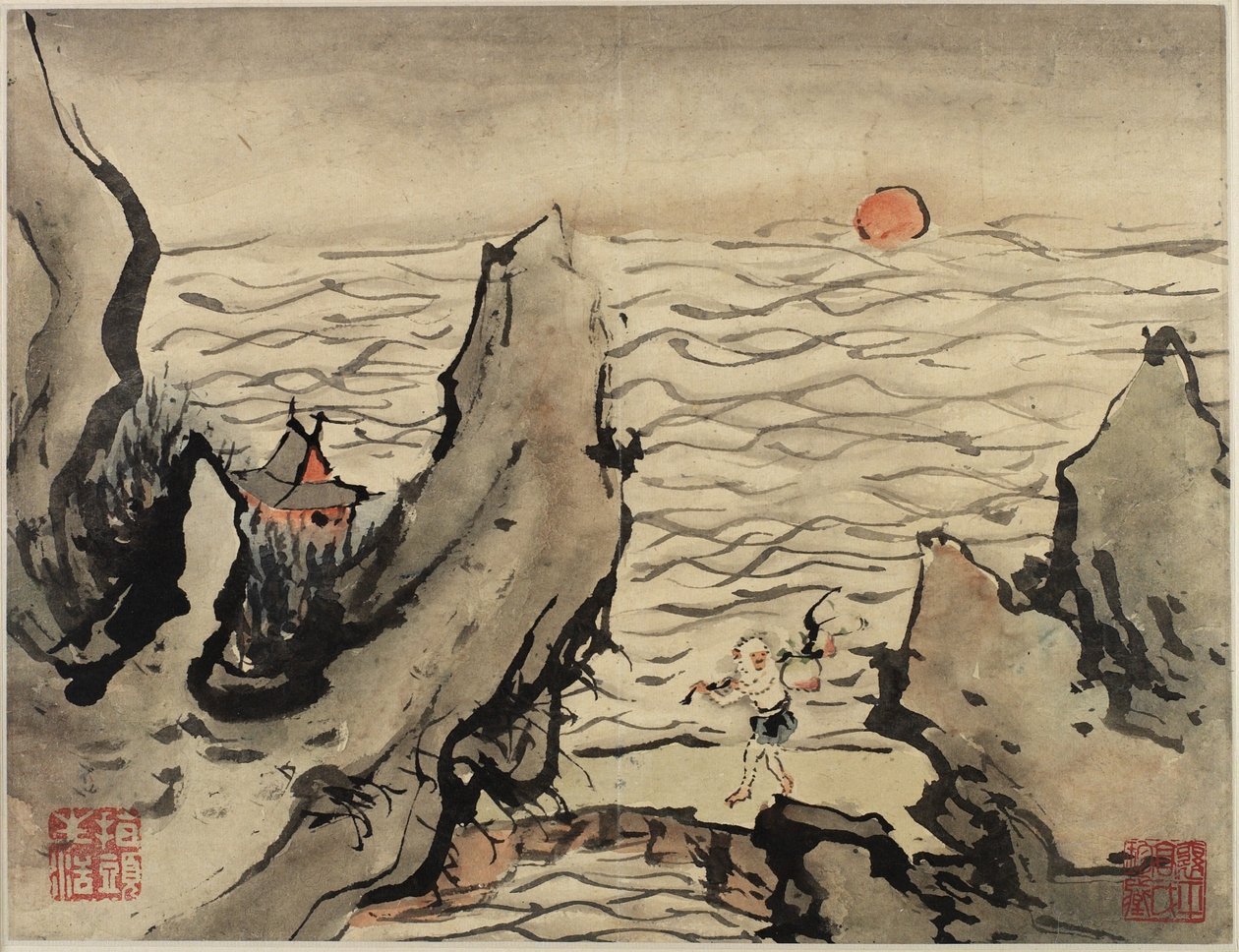 Fingerpainting, aus einem Album von zehn, 1684 von Gao Qipei