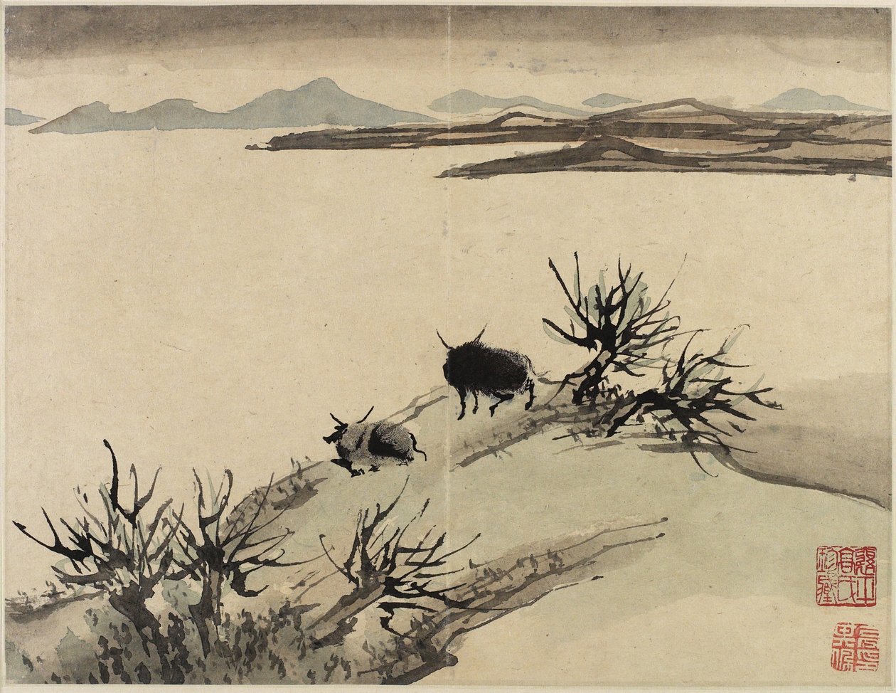 Finger Painting, aus einem Album von zehn, 1684 von Gao Qipei