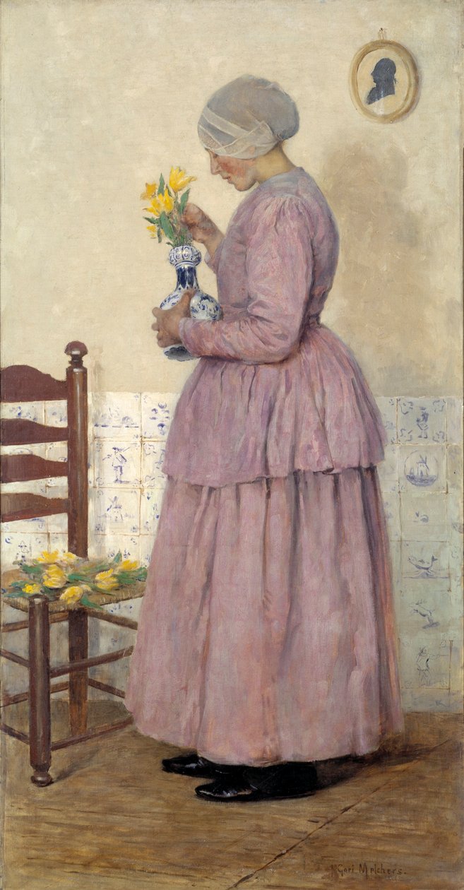 Die Tulpen arrangieren von Gari Melchers
