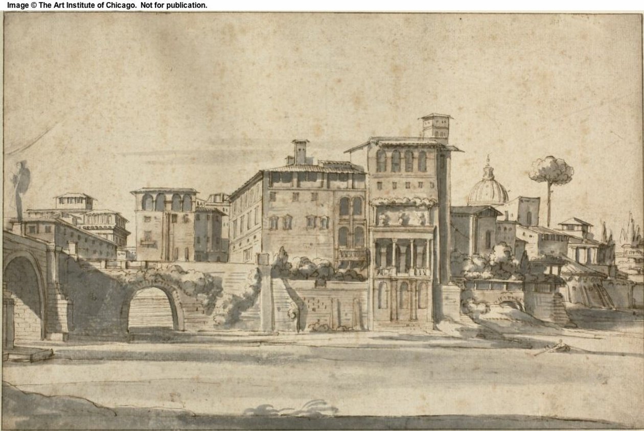 Häuser am Tiber von Gaspar van Wittel