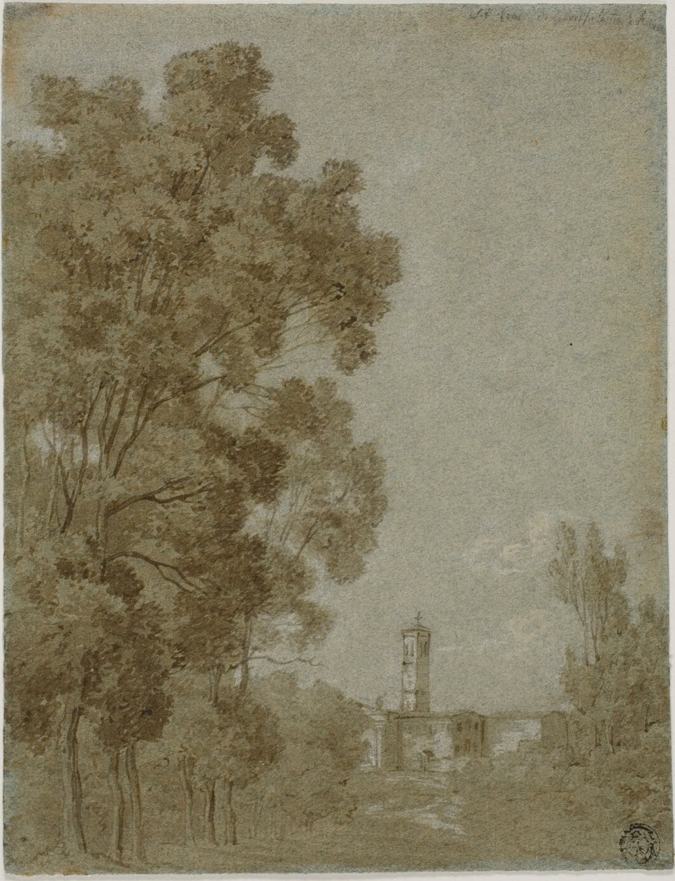 Römische Landschaft mit Blick auf Kirche von Gaspard Dughet