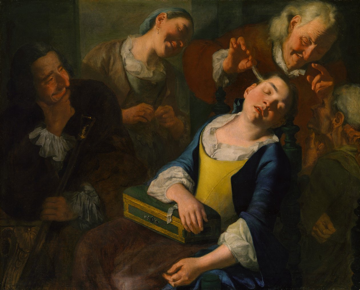 Ein schlafendes Mädchen necken, ca. 1760 von Gaspare Traversi