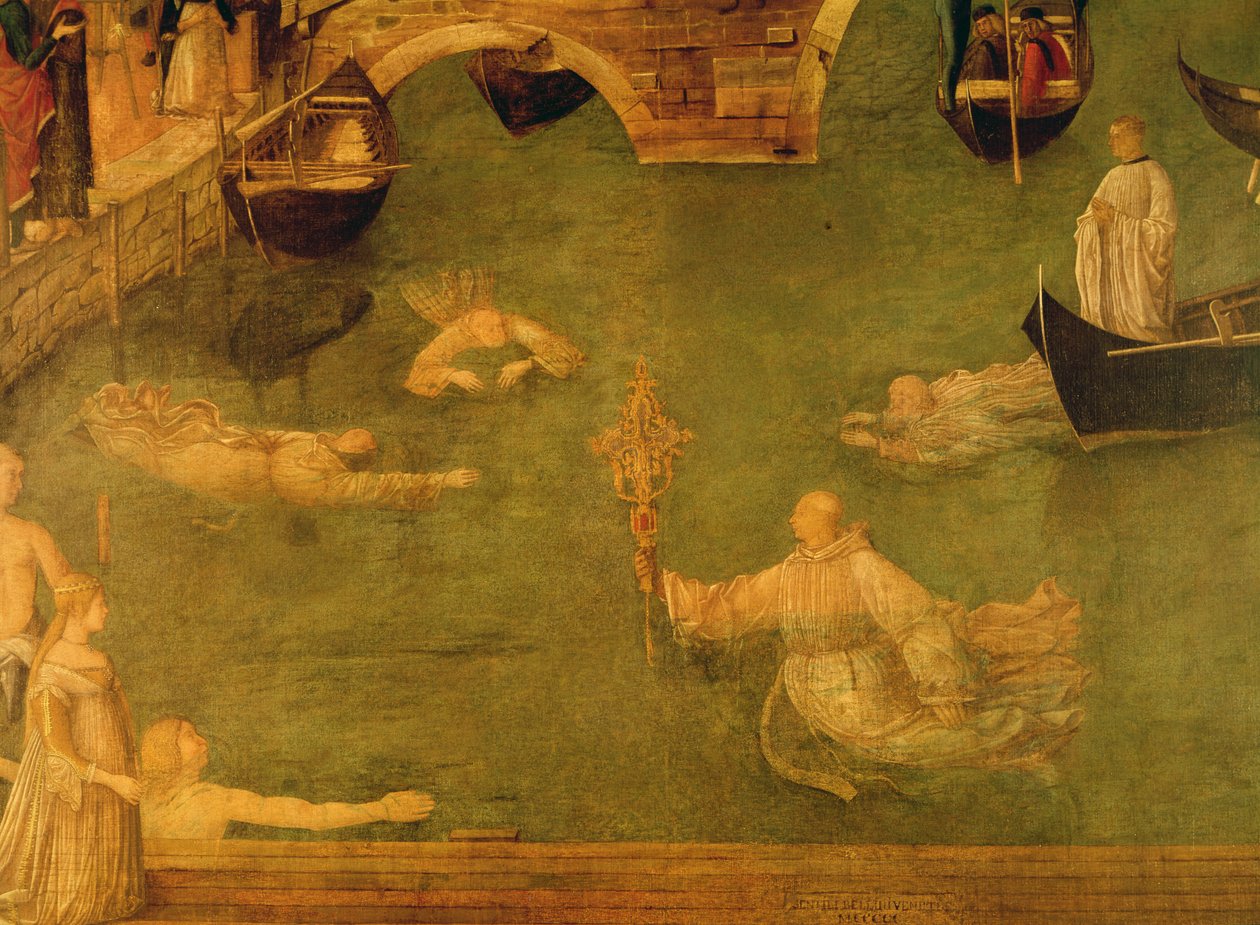 Das Wunder des Kreuzes an der Brücke von S. Lorenzo (Detail) von Gentile Bellini