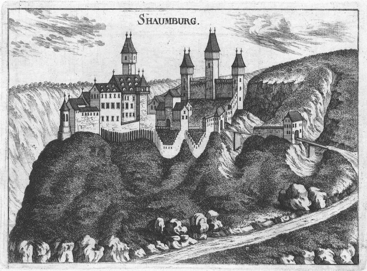 Gravur, Ansicht der Schaunburg, Oberösterreich von Georg Matthäus  Vischer